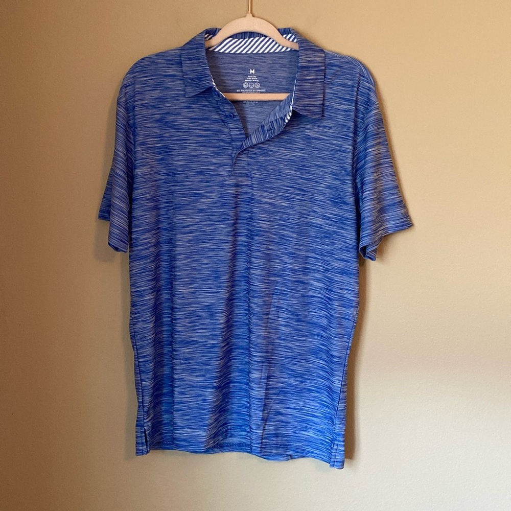 Men’s Quick Dry Blue Short Sleeve Polo Shirt Medium